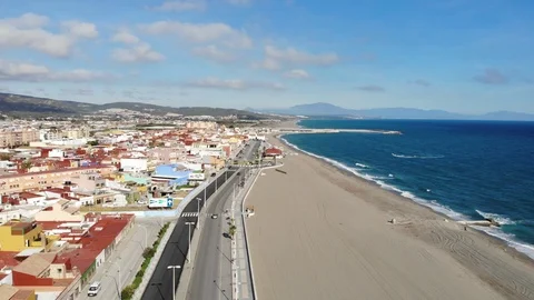 Gibraltar beach view from above, flying on the drone Spain Stock Footage 101635490