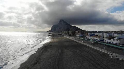 Gibraltar beach view from above, flying on the drone Spain Stock Footage 101635760