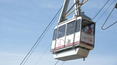 Gibraltar cable car descending from the Upper Rock. Stock Footage 220781605
