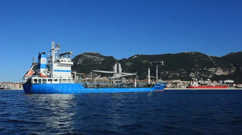 Gibraltar container ship Stock Footage 36141354