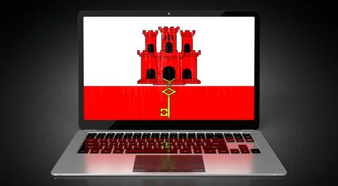 Gibraltar - country flag and binary code on laptop screen Stock Illustration