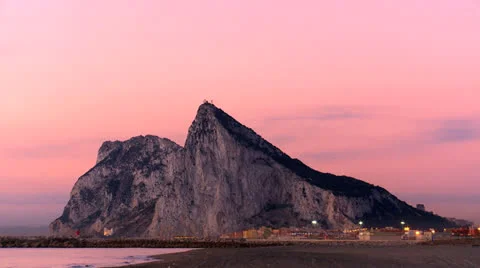 Gibraltar at dawn from north Stock Footage 24950524