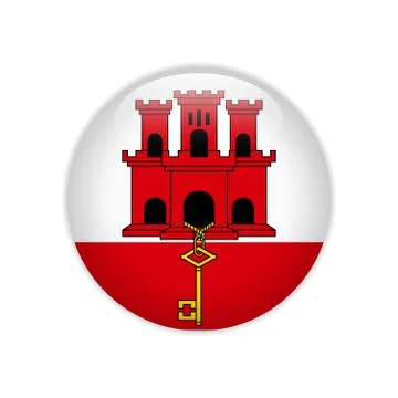Gibraltar flag on button Stock Illustration