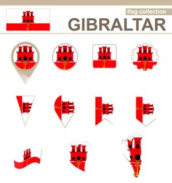 Gibraltar Flag Collection Stock Illustration