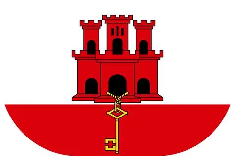 Gibraltar flag in flat oval design Illustrazione stock