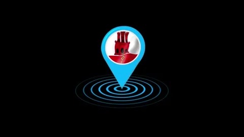 Gibraltar flag icon gps location tracking animation in black background Vidéo 264956875