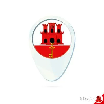 Gibraltar flag location map pin icon on white background. Stock Illustration