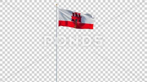 Gibraltar flag, long shot, isolated with alpha channel Stock Photos
