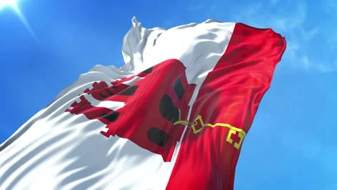 Gibraltar Flag Low Angle View Stock Footage 295690930