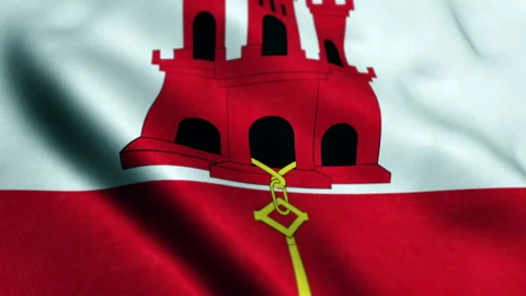 Gibraltar Flag - Seamless loop Video stock 221451585