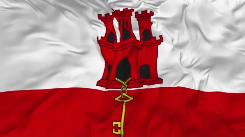 Gibraltar Flag Seamless Looping Background Waving Slow Motion Stock Footage 234311054