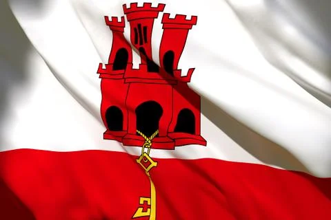 Gibraltar flag waving Stock Illustration