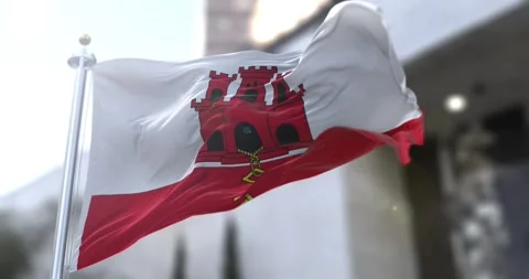 Gibraltar-flag-waving-seamless-loop-4k-60fps Stock Footage 333354912