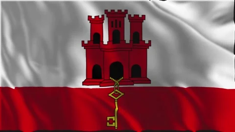 Gibraltar flag waving slowly Stock-Footage 337482418