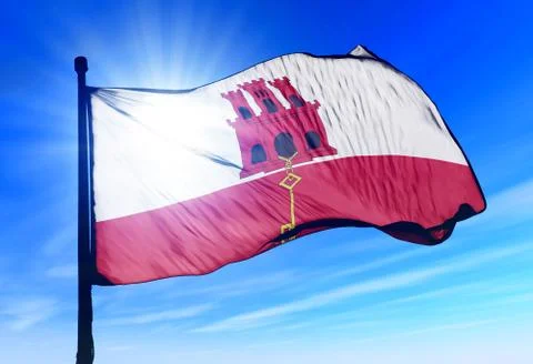 Gibraltar flag waving on the wind Stock Illustration