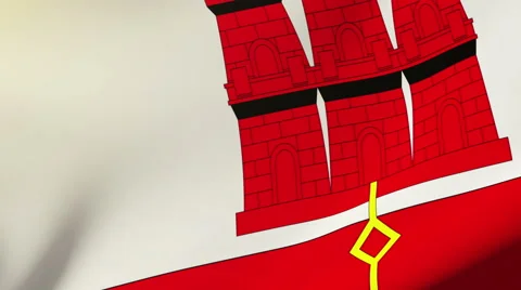 Gibraltar flag waving in the wind. Looping sun rises style.  Animation loop Stock-Footage 48309057