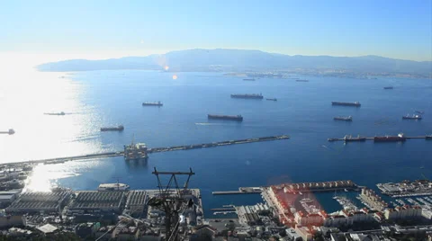 Gibraltar harbour topshot Stock Footage 36121014