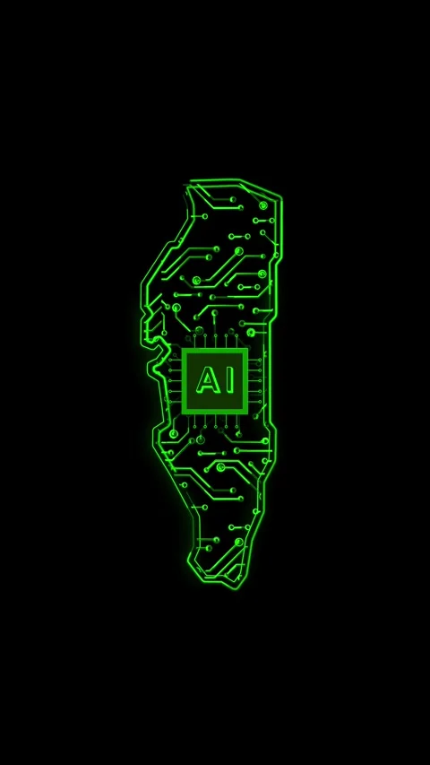 Gibraltar Map AI Chipset Technology Opener Stock Footage 337177440