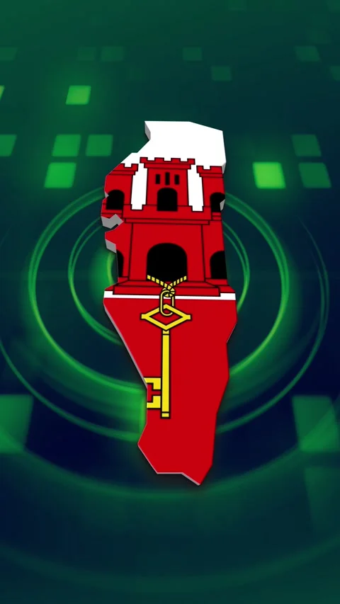 Gibraltar Map and Flag Background Stock-Footage 347131473