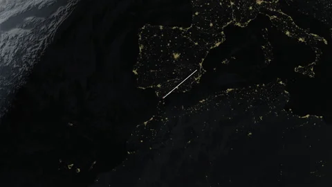 Gibraltar map on Earth at night Stock Footage 299773237