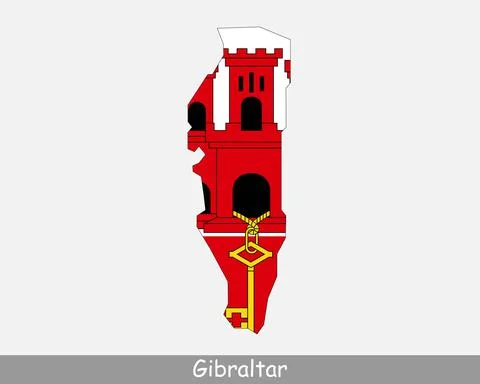 Gibraltar Map Flag Stock Illustration