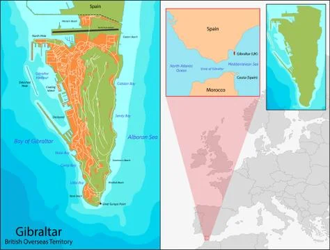 Gibraltar map Stock Illustration