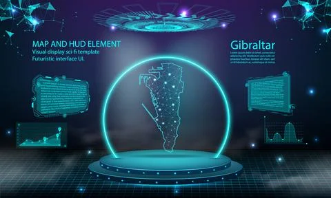 Gibraltar map light connecting effect background. abstract digital technolo.. Stock Illustration