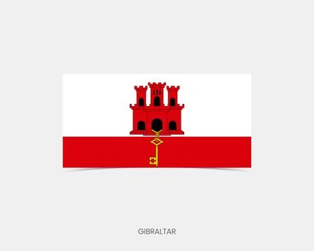 Gibraltar Rectangle flag icon with shadow. Illustrazione stock