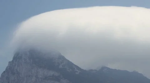 Gibraltar Rock with the levanter cloud timelapse Stock Footage 64296465
