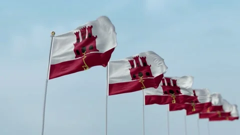 Gibraltar  row of flags a Stock-Footage 136204568