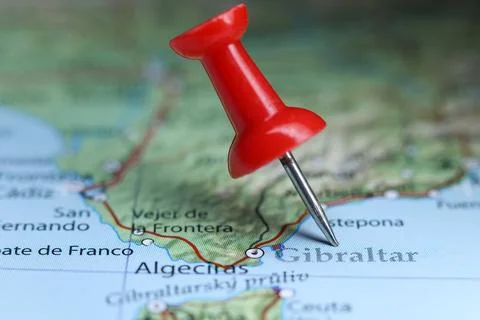 Gibraltar, Spain pin on map Foto stock