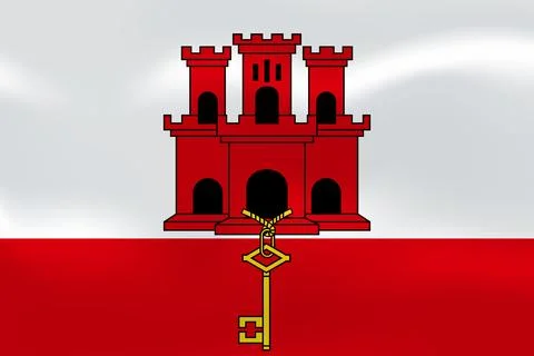 Gibraltar waving effect flag Stock Illustration