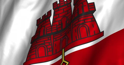 Gibraltar Waving Flag 4K Stock Footage 127865276