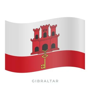 Gibraltar waving flag vector icon. Vector illustration isolated on white. Stock Illustration