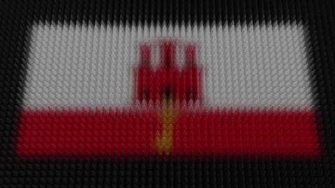 Gibraltarian Flag Light Shining on Scrolling Bullets Stock Footage 303900657