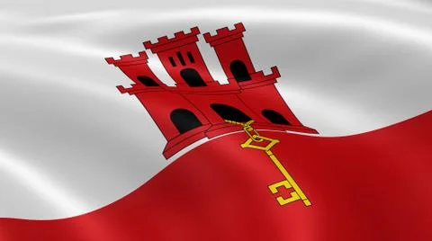 Gibraltarian flag in the wind Fotos de archivo