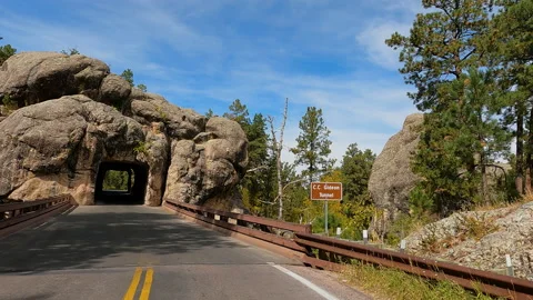 Gideon Tunnel view to Mount Rushmore Custer SD POV 4K Stock Footage 141160698
