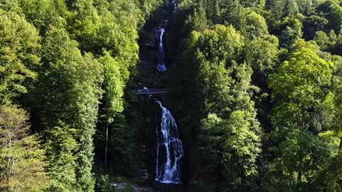 Giessbach Waterfall on the Mountain Side in a Sunny Summer Day in Giessbach Stock Footage 264576300