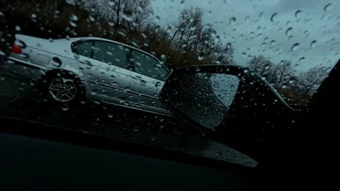 Giessen, hesse, germany - 06 12 2024: a car mirror on a highway speed timelap Stock-Footage 296772071
