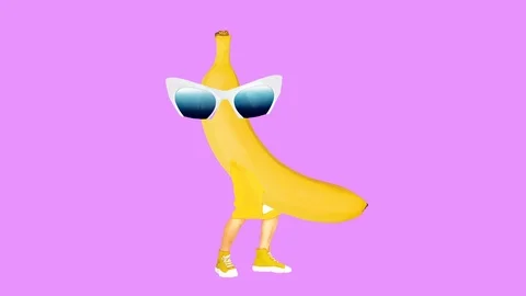 Gif animation design. Stylish summer Banana Man Stock Footage