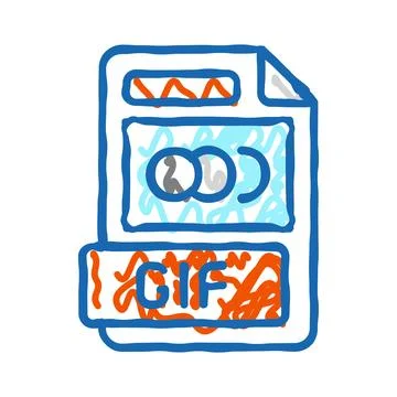 Gif file format document icon doodle illustration Illustrazione stock