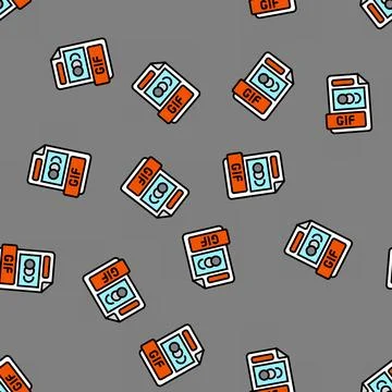 Gif file format document vector seamless pattern イラスト素材
