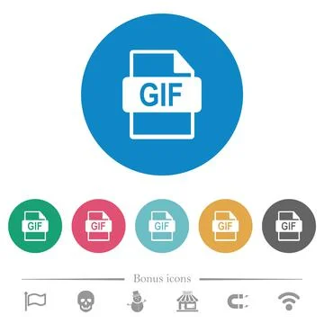 GIF file format flat round icons Stock Illustration