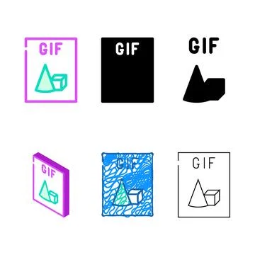 Gif file modern format document color icon vector Stock Illustration