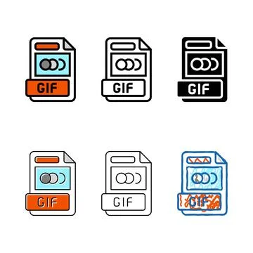 Gif file variety format document color icon vector 스톡 일러스트