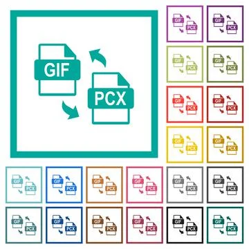 GIF PCX file conversion flat color icons with quadrant frames 스톡 일러스트