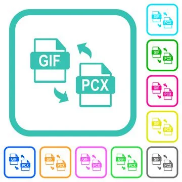 GIF PCX file conversion vivid colored flat icons Stock Illustration