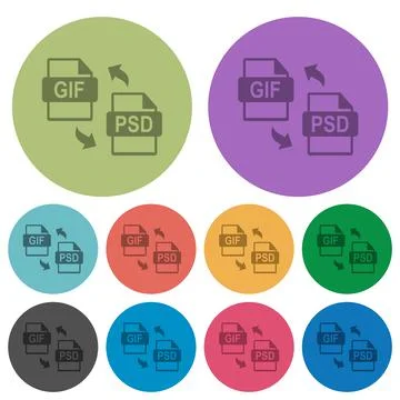 GIF PSD file conversion color darker flat icons Stock Illustration