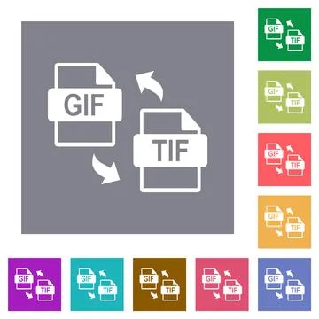 Gif tif file conversion square flat icons 스톡 일러스트