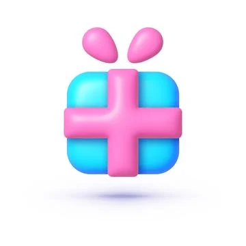 Gift 3d icon on white background. Minimal design. Vector illustration design Stock Illustration